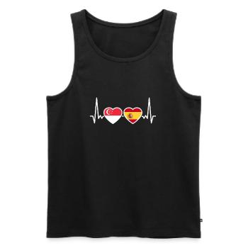 Singapur Spanien Herzschlag Flagge Singapurer - Männer Premium Bio Tank Top - Schwarz - Vorne - AI Model Male 178 light (178cm)