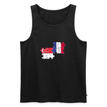 Singapur Frankreich Vintage Flagge Singapurer - Männer Premium Bio Tank Top - Schwarz - Vorne - AI Model Male 178 light (178cm)