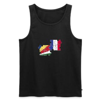 Seychelles France Vintage Drapeau Seychelles - Débardeur bio Premium Homme - noir - Devant - AI Model Male 178 light (178cm)