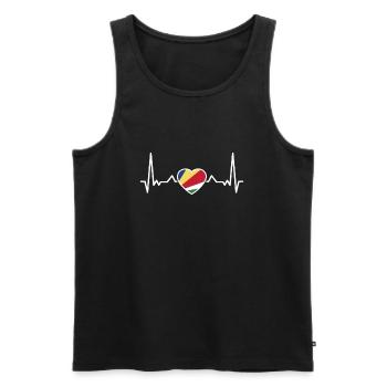 Seychelles Heartbeat Drapeau seychellois - Débardeur bio Premium Homme - noir - Devant - AI Model Male 178 light (178cm)