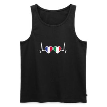 France Italie Vintage Heartbeat drapeau - Débardeur bio Premium Homme - noir - Devant - Michal (187cm)