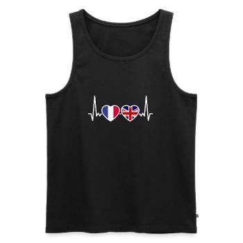 France Royaume-Uni Heartbeat Flag Français - Débardeur bio Premium Homme - noir - Devant - Michal (187cm)