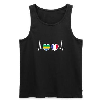 Gabun Frankreich Herzschlag Flagge Gabuner - Männer Premium Bio Tank Top - Schwarz - Vorne - AI Model Male 178 light (178cm)