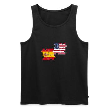Spain, USA, flag, American, Spanish - Men's Premium Organic Tank Top - black - Front - Michal (187cm)