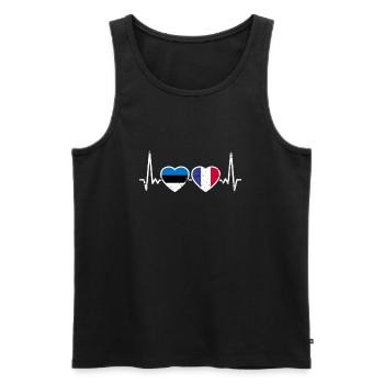 Estland Frankreich Vintage Herzschlag Flagge Este - Männer Premium Bio Tank Top - Schwarz - Vorne - AI Model Male 178 light (178cm)