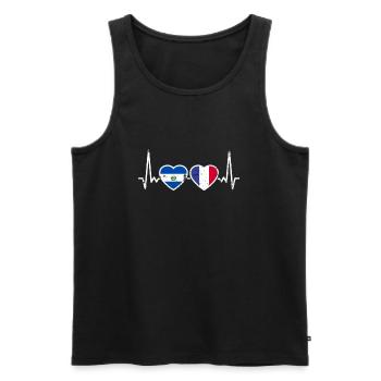 El Salvador France Vintage Heartbeat drapeau - Débardeur bio Premium Homme - noir - Devant - Michal (187cm)
