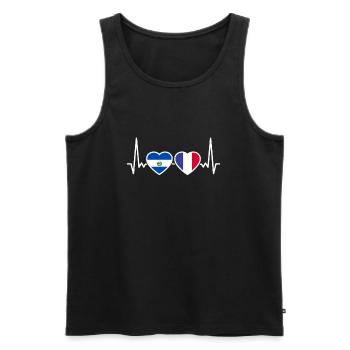 El Salvador Frankreich Herzschlag Flagge - Männer Premium Bio Tank Top - Schwarz - Vorne - Michal (187cm)