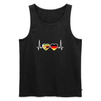Zimbabwe Allemagne Heartbeat Flag Zimbabwéen - Débardeur bio Premium Homme - noir - Devant - AI Model Male 178 light (178cm)