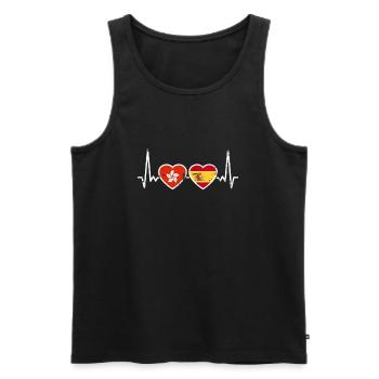 Hongkong Spanien Vintage Herzschlag Flagge - Männer Premium Bio Tank Top - Schwarz - Vorne - Michal (187cm)