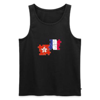 Hong Kong France Drapeau Français Hong Kong - Débardeur bio Premium Homme - noir - Devant - AI Model Male 178 light (178cm)