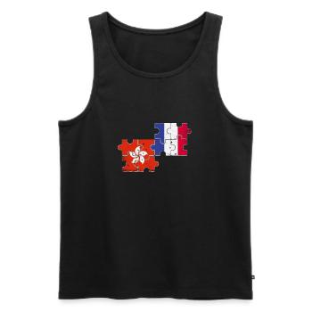 Hong Kong France Vintage Drapeau Hong Kong - Débardeur bio Premium Homme - noir - Devant - AI Model Male 178 light (178cm)