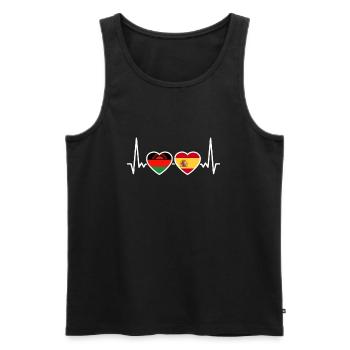 Malawi Espagne Heartbeat Flag Espagnol Malawien - Débardeur bio Premium Homme - noir - Devant - AI Model Male 178 light (178cm)