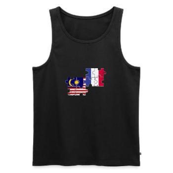Malaysia Frankreich Vintage Flagge Malaysier - Männer Premium Bio Tank Top - Schwarz - Vorne - AI Model Male 178 light (178cm)