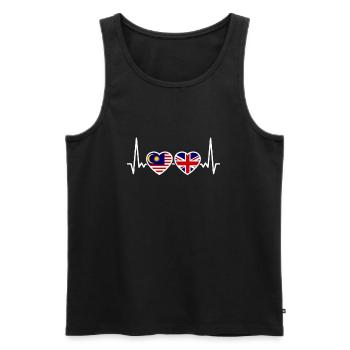 Malaysia UK Heartbeat Flag British Malaysian - Men's Premium Organic Tank Top - black - Front - Michal (187cm)
