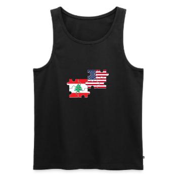 Liban États-Unis Drapeau Américain Libanais - Débardeur bio Premium Homme - noir - Devant - Michal (187cm)
