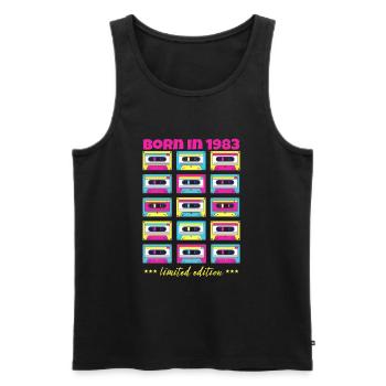 Born in 1983 Classic cassette tape original gift - Men's Premium Organic Tank Top - black - Front - AI Model Male 178 light (178cm)