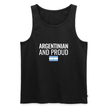 Drapeau argentin et fier de l’Argentine - Débardeur bio Premium Homme - noir - Devant - AI Model Male 178 light (178cm)