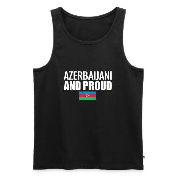 Drapeau azerbaïdjanais et fier de l’Azerbaïdjan - Débardeur bio Premium Homme - noir - Devant - Michal (187cm)