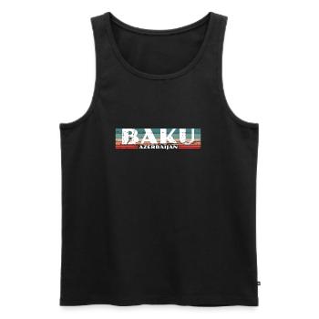 Baku Vintage Azerbaijan Aserbaidschan - Männer Premium Bio Tank Top - Schwarz - Vorne - AI Model Male 178 light (178cm)