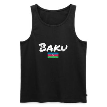 Baku Vintage Azerbaijan Azerbaijan Flag - Men's Premium Organic Tank Top - black - Front - AI Model Male 178 light (178cm)