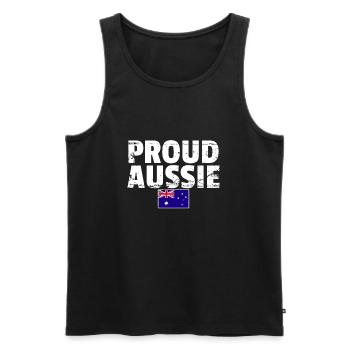 Proud Aussie Australien Vintage Australisch Flagge - Männer Premium Bio Tank Top - Schwarz - Vorne - AI Model Male 178 light (178cm)