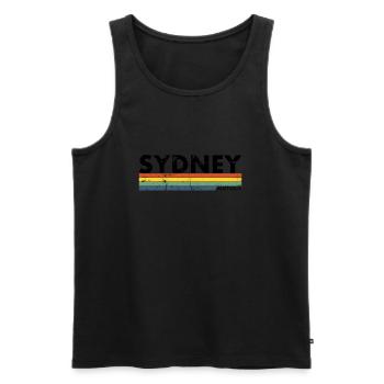 Sydney Australie Rétro Australien Vintage - Débardeur bio Premium Homme - noir - Devant - Michal (187cm)