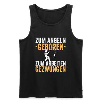 Born to fish, forced to work - Men's Premium Organic Tank Top - black - Front - Michal (187cm)