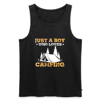 Juste un garçon qui aime le camping - Débardeur bio Premium Homme - noir - Devant - Michal (187cm)