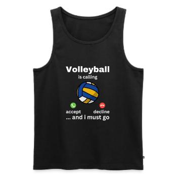 Le volley-ball m’appelle et je dois y aller - Débardeur bio Premium Homme - noir - Devant - Michal (187cm)
