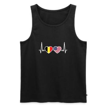 Belgium USA Heartbeat Flag Belgian American - Men's Premium Organic Tank Top - black - Front - Michal (187cm)