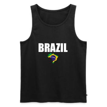 Carte Brésil Brésil Drapeau brésilien - Débardeur bio Premium Homme - noir - Devant - Michal (187cm)