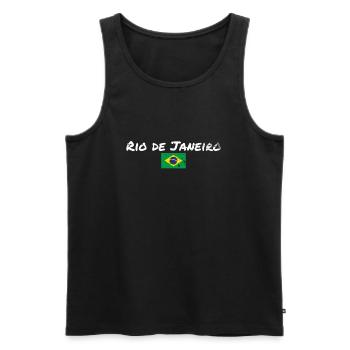 Rio de Janeiro Brésil Vintage Brésil Drapeau du Brésil - Débardeur bio Premium Homme - noir - Devant - Michal (187cm)