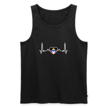 Antigua Barbuda Heartbeat Drapeau d’Antigua - Débardeur bio Premium Homme - noir - Devant - AI Model Male 178 light (178cm)