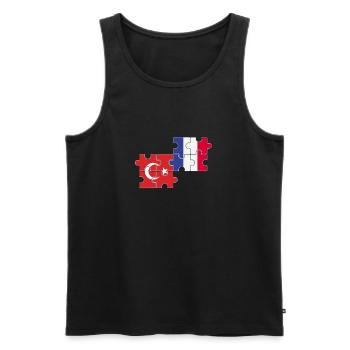 Turquie France Drapeau Turc français - Débardeur bio Premium Homme - noir - Devant - Michal (187cm)