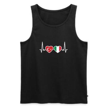 Turkey Italy Heartbeat Flag Italian Turk - Men's Premium Organic Tank Top - black - Front - Michal (187cm)