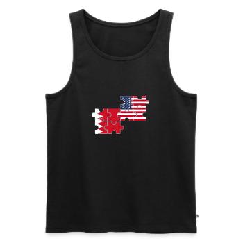 Bahrain United States Heartbeat Flag American Bahraini - Men's Premium Organic Tank Top - black - Front - AI Model Male 178 light (178cm)