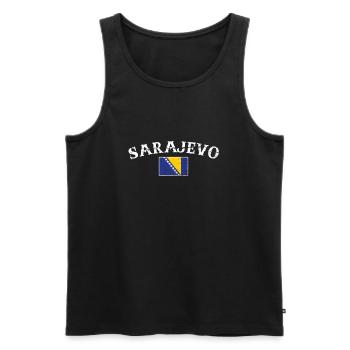 Sarajevo Vintage Bosnien Vintage Bosnische Flagge - Männer Premium Bio Tank Top - Schwarz - Vorne - AI Model Male 178 light (178cm)