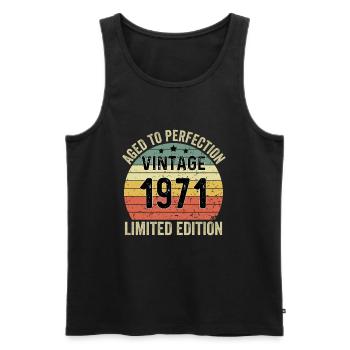 Aged To Perfection Vintage 1971 Limited Edition - Männer Premium Bio Tank Top - Schwarz - Vorne - Michal (187cm)