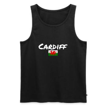 Cardiff Wales Welsh flag Welsh - Men's Premium Organic Tank Top - black - Front - AI Model Male 178 light (178cm)