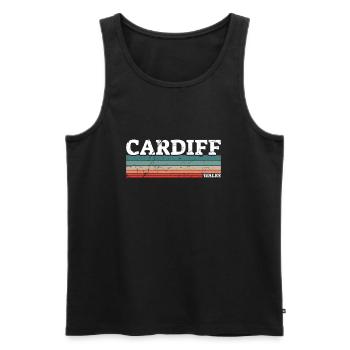 Cardiff Wales Vintage Walisische Waliser - Männer Premium Bio Tank Top - Schwarz - Vorne - AI Model Male 178 light (178cm)