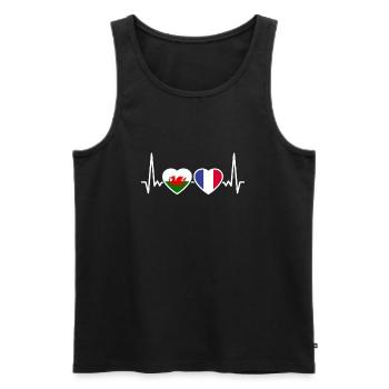 Wales Frankreich Herzschlag Flagge Waliser - Männer Premium Bio Tank Top - Schwarz - Vorne - AI Model Male 178 light (178cm)
