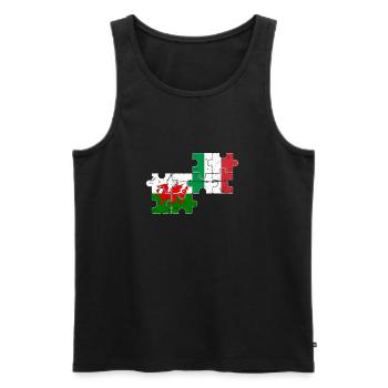 Wales Italy Vintage Flag Italian Welsh - Men's Premium Organic Tank Top - black - Front - Michal (187cm)