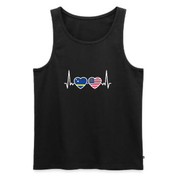 Curaçao USA Heartbeat Flag - Men's Premium Organic Tank Top - black - Front - Michal (187cm)