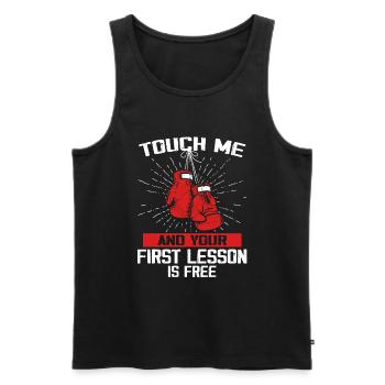 Touch Me et votre première leçon de boxe est gratuite - Débardeur bio Premium Homme - noir - Devant - AI Model Male 178 light (178cm)