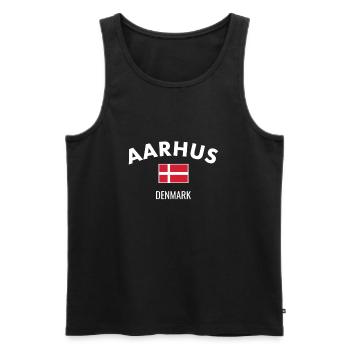 Aarhus Denmark Danish flag Proud Dane - Men's Premium Organic Tank Top - black - Front - AI Model Male 178 light (178cm)