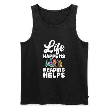 Life Happens Livres Aide Amoureux de la lecture - Débardeur bio Premium Homme - noir - Devant - Michal (187cm)