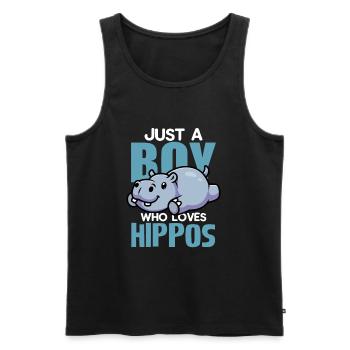Ein Junge Der Nilpferde Liebt Niedliches Cartoon - Männer Premium Bio Tank Top - Schwarz - Vorne - AI Model Male 178 light (178cm)