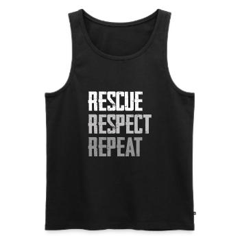 Rettung, Respekt, Wiederholen Statement - Männer Premium Bio Tank Top - Schwarz - Vorne - AI Model Male 178 light (178cm)