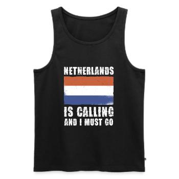 Netherlands Is Calling And I Must Go - Männer Premium Bio Tank Top - Schwarz - Vorne - Michal (187cm)