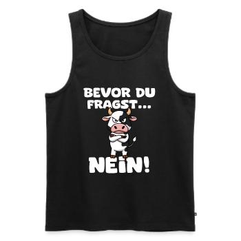 Avant que vous ne demandiez : Non ! -Vache - Débardeur bio Premium Homme - noir - Devant - Michal (187cm)